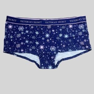 Victorias Secret Cotton Shortie Panty Logo on elastic waistband blue Xlarge